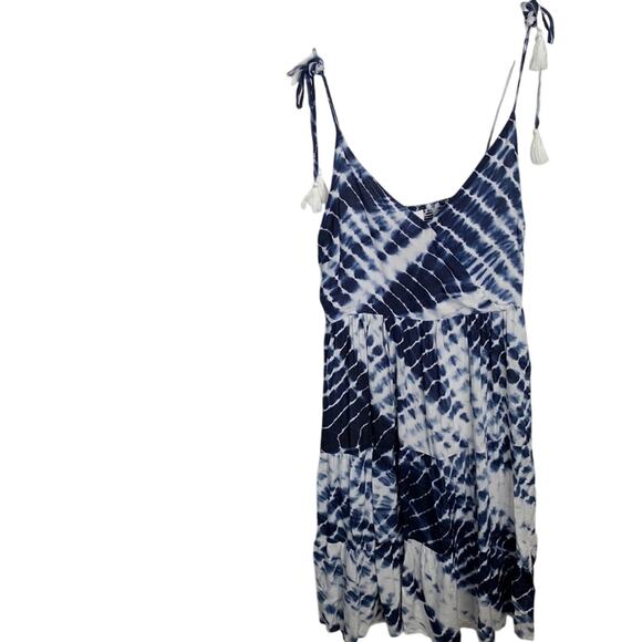 Gilli Blue Tie Dye Halter Tie MIDI Boho Dress New with Tag W-939 Sz L - Picture 1 of 11